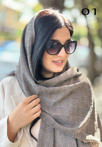 شال دولایه گل برجسته مجلسی