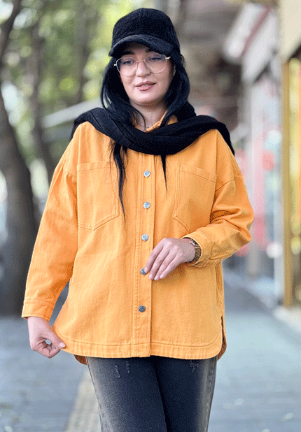 شومیز کتان پاییزه دکمه فلزی