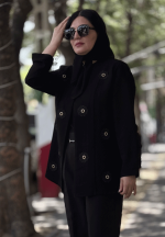 مانتو مشکی گل برجسته