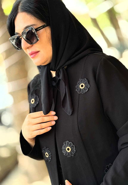 مانتو مشکی گل برجسته