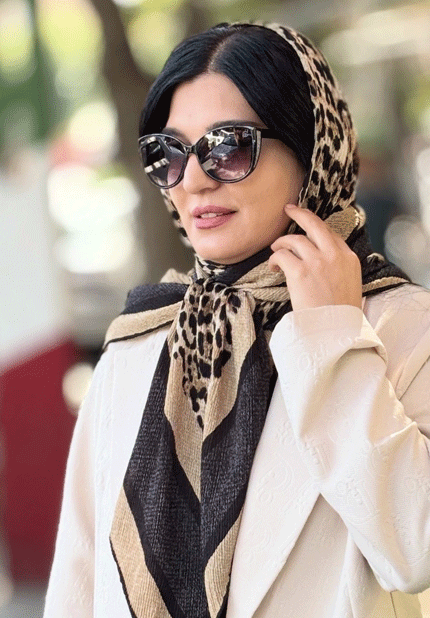 روسری پلنگی پلیسه‌دار